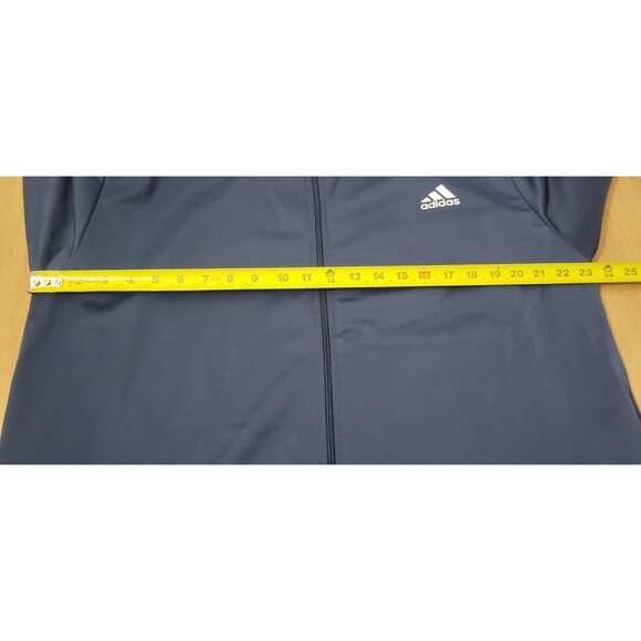 Adidas Track Jacket Mens XL Blue Striped Full Zip Pockets Three Stripe Logo - Picture 9 of 11